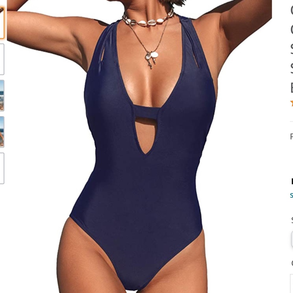 NEW Cupshe Navy Blue cross one piece swimsuit L
